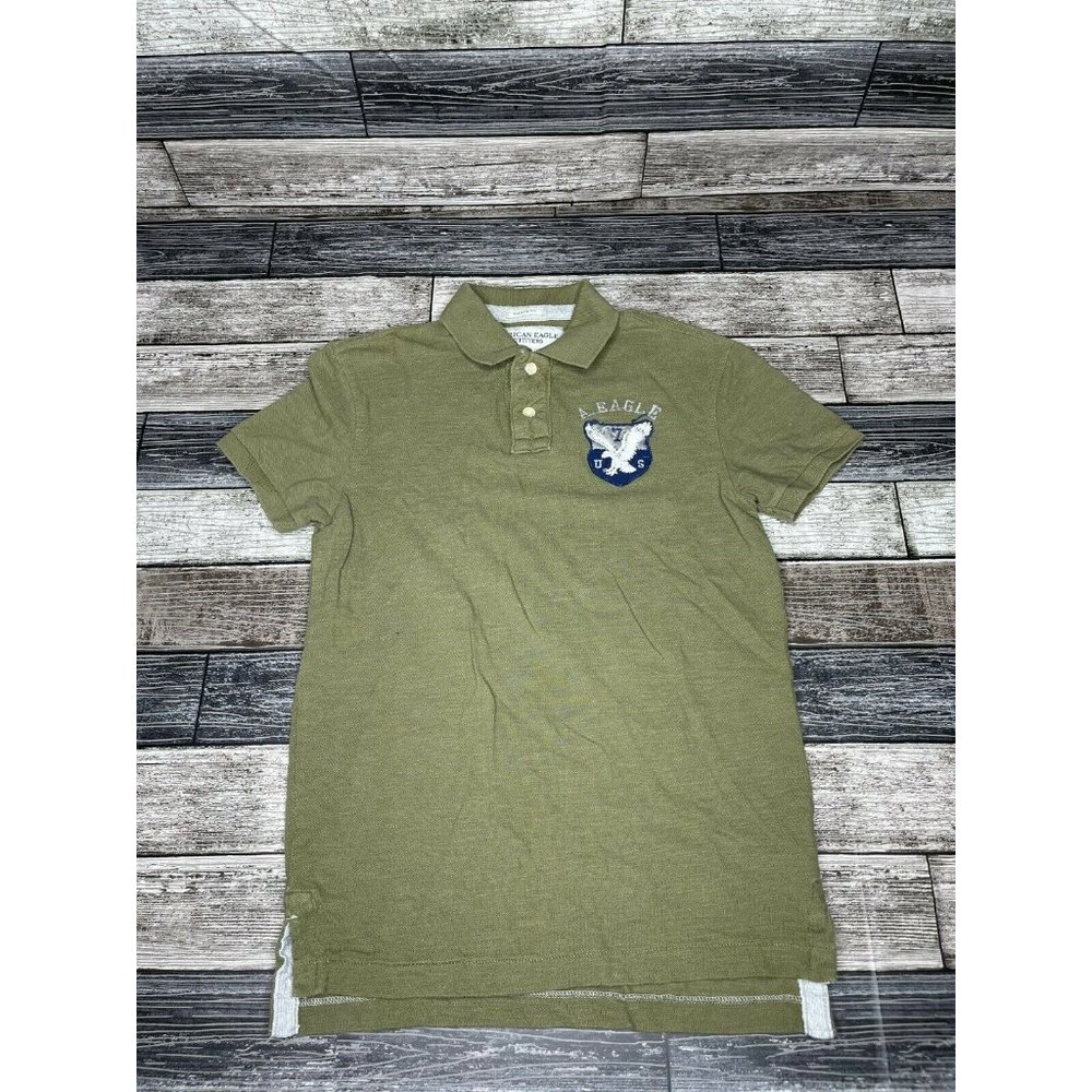 American Eagle Athletic Fit Polo Green Big Eagle